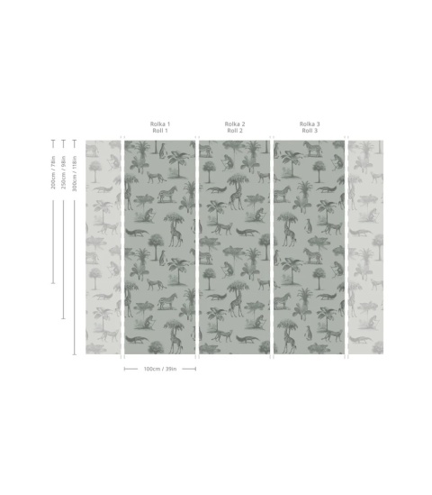 Tapeta Vintage Animals Light Mint od Wallcolors