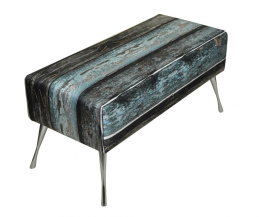 OLD WOOD upholstered bench