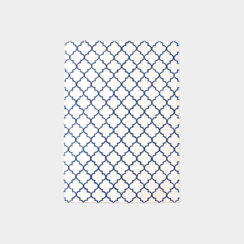 Wełniany dywan / ręcznie tkany / Moroccan trellis white navy