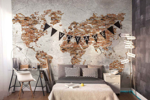 Loft Map Wall Wallpaper