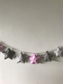 Garland of Grey/pink stars