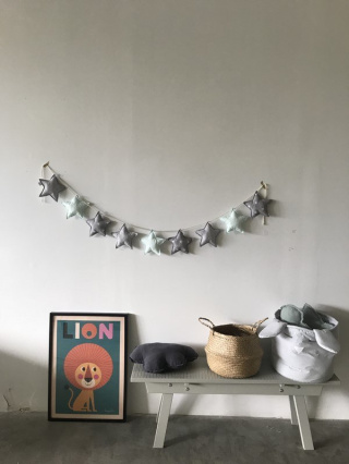 Garland with Mint stars/grey/White