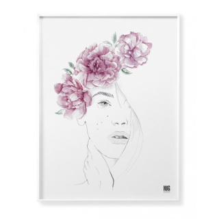 Poster Woman Peonies